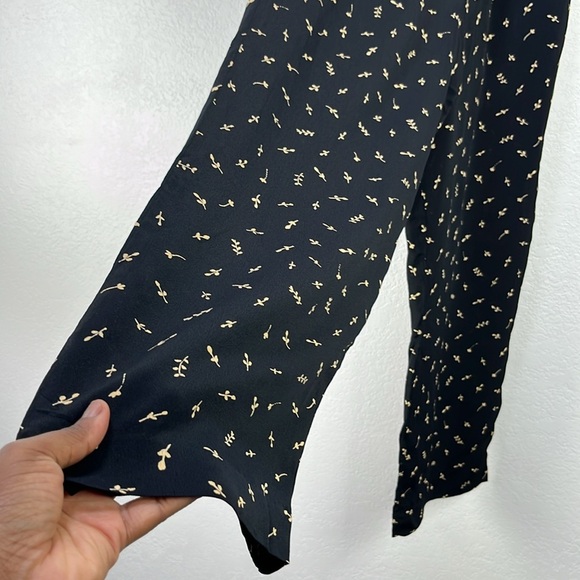 Vintage Carole Little Women’s Black Tan Floral Pants Wide Leg Sz 8 Pockets Boho - Picture 7 of 9